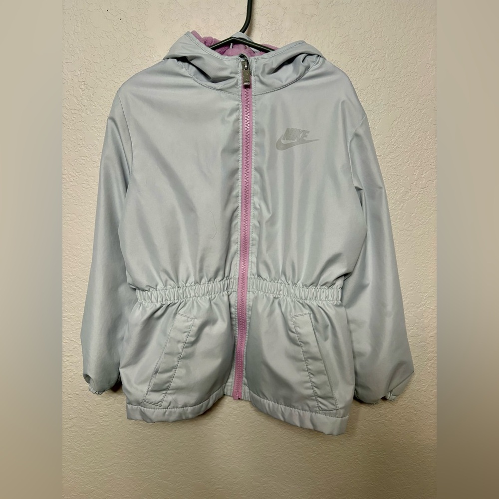 Nike Kids Light Gray and Pink Jacket